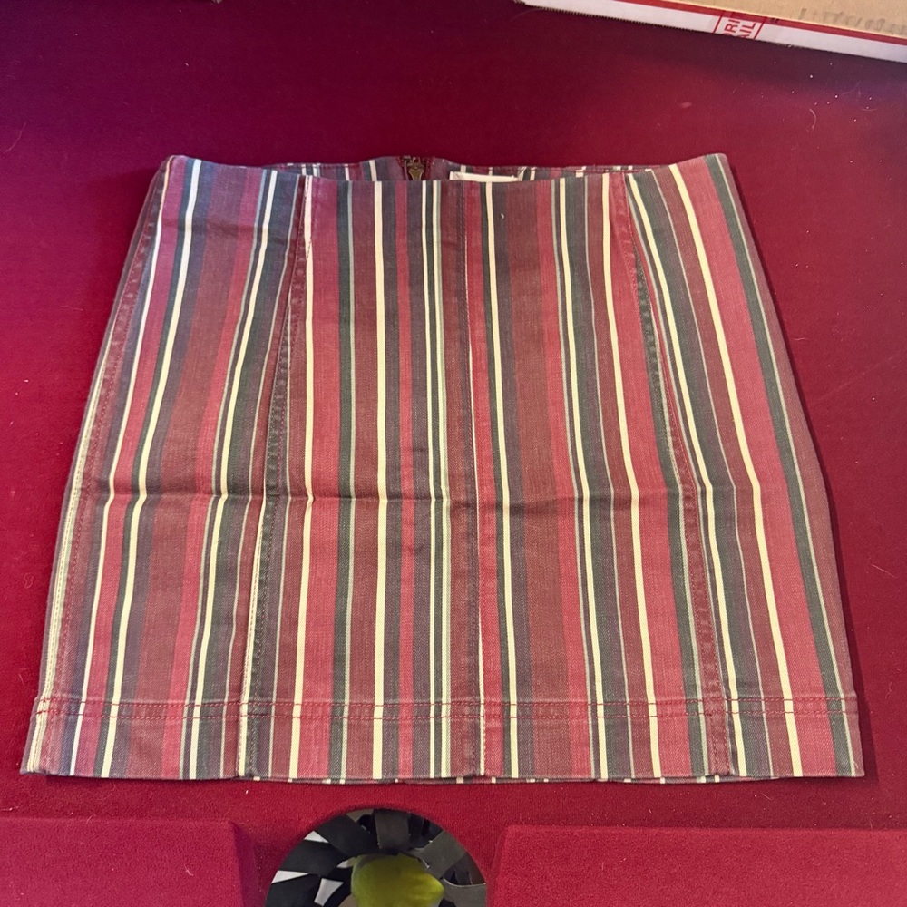 Altar'd State Red and Blue Striped Mini Skirt